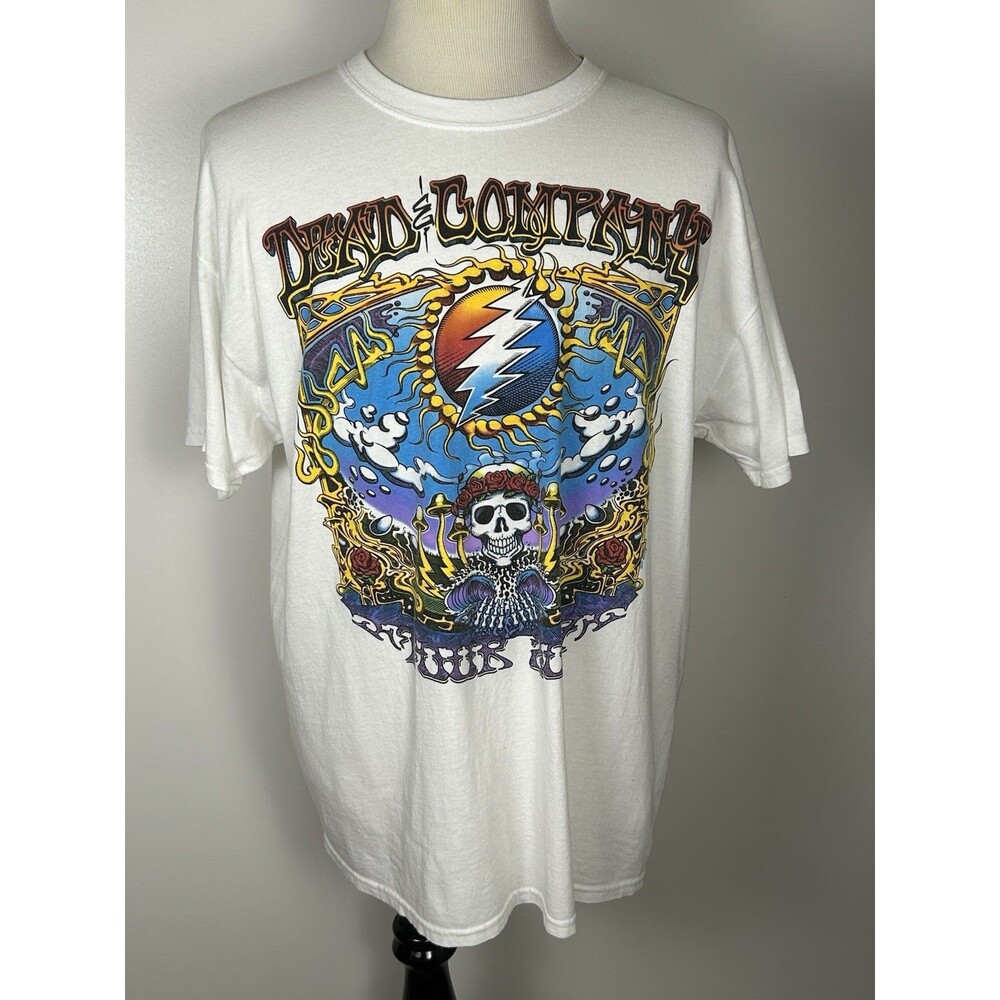 Grateful Dead Summer Tour 2017 Liquid Blue White T-Shirt Size XL Fair Condition